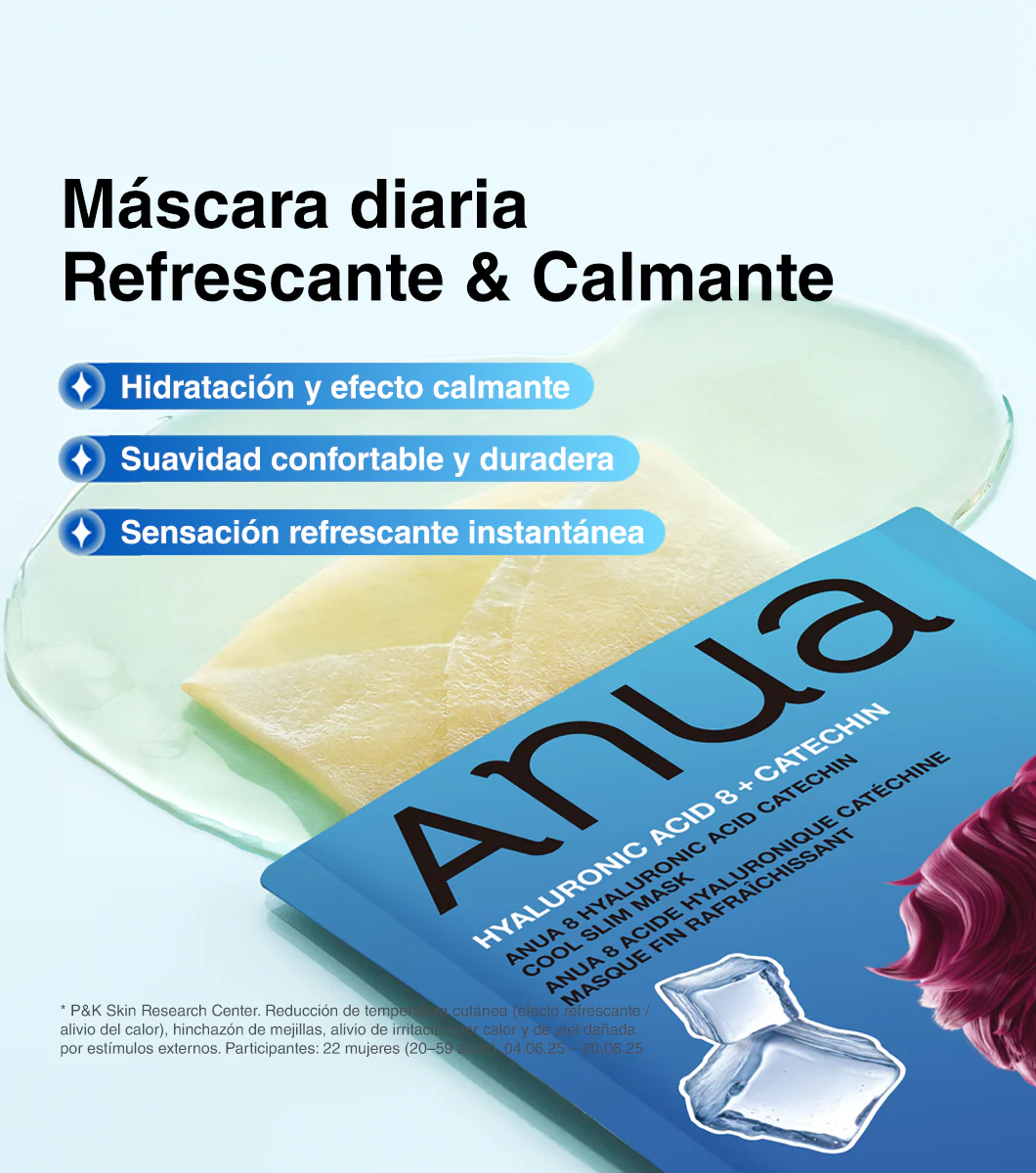 ANUA | 8 Hyaluronic Acid Catechin Cool Slim Mask 1u | Mascarilla Facial Hidratante y Refrescante con Ácido Hialurónico y Catequinas - Image 6