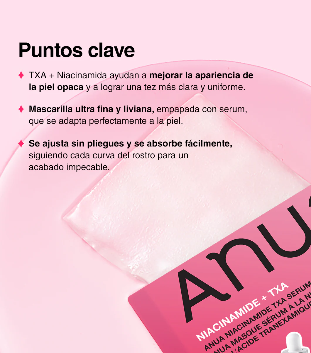 ANUA Niacinamide TXA Serum Mask 1u- Mascarilla Facial Antimanchas e Iluminadora con Niacinamida y Ácido Tranexámico - Image 5
