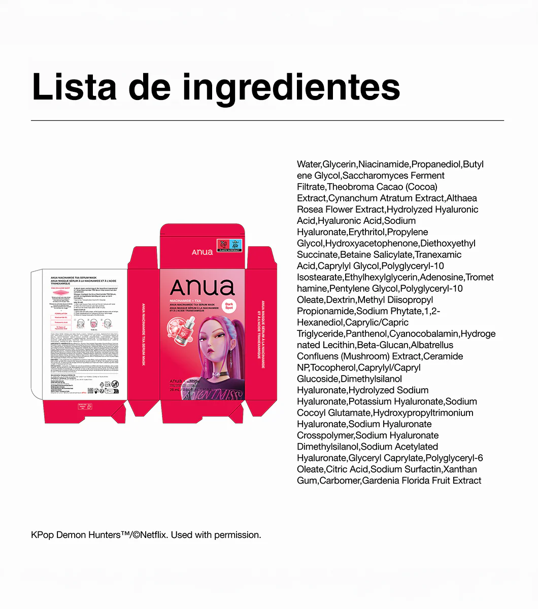ANUA Niacinamide TXA Serum Mask 1u- Mascarilla Facial Antimanchas e Iluminadora con Niacinamida y Ácido Tranexámico - Image 9