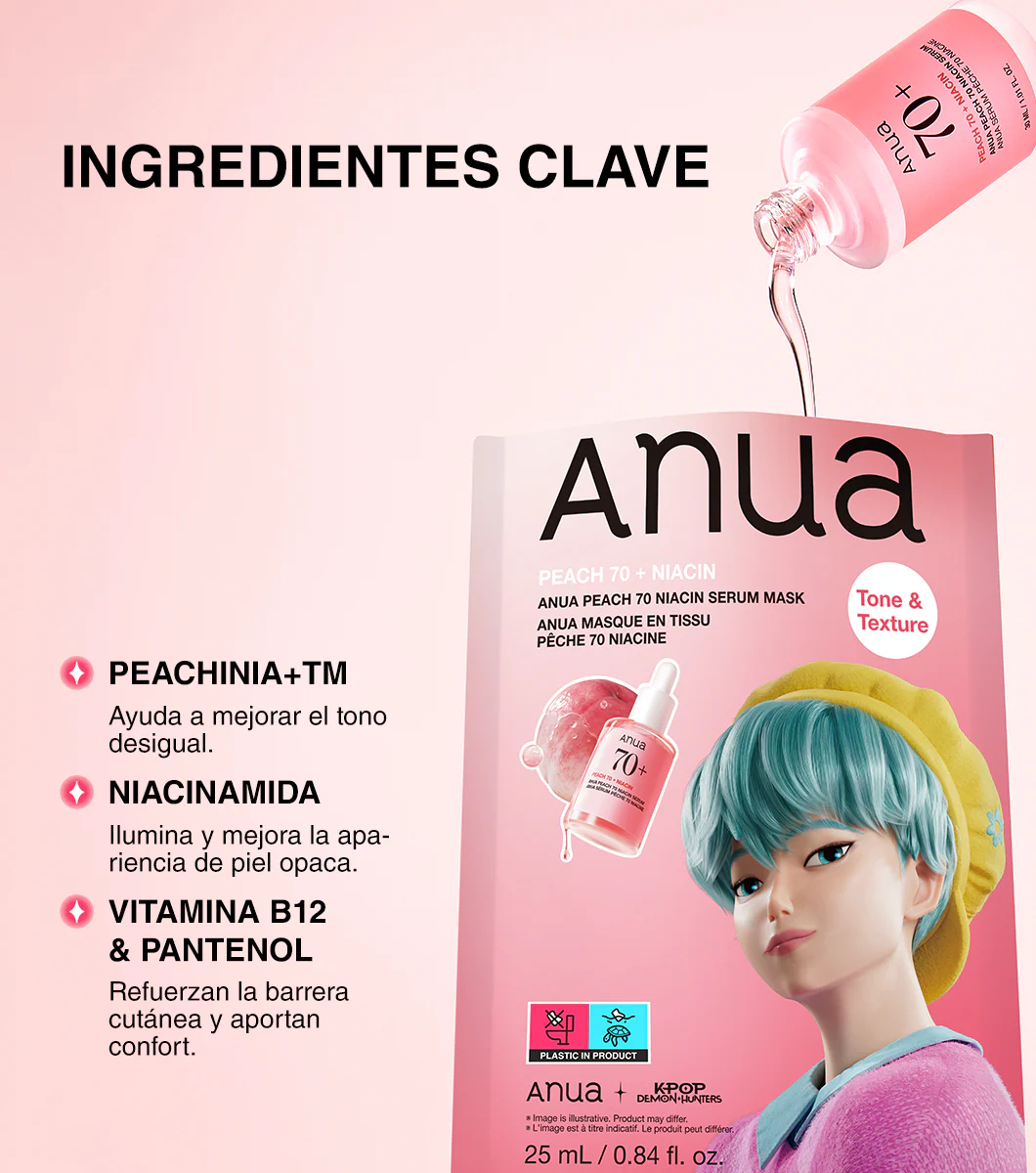 ANUA Peach 70 Niacin Serum Face Mask 1u - Mascarilla Facial Iluminadora con Extracto de Durazno y Niacinamida - Image 4