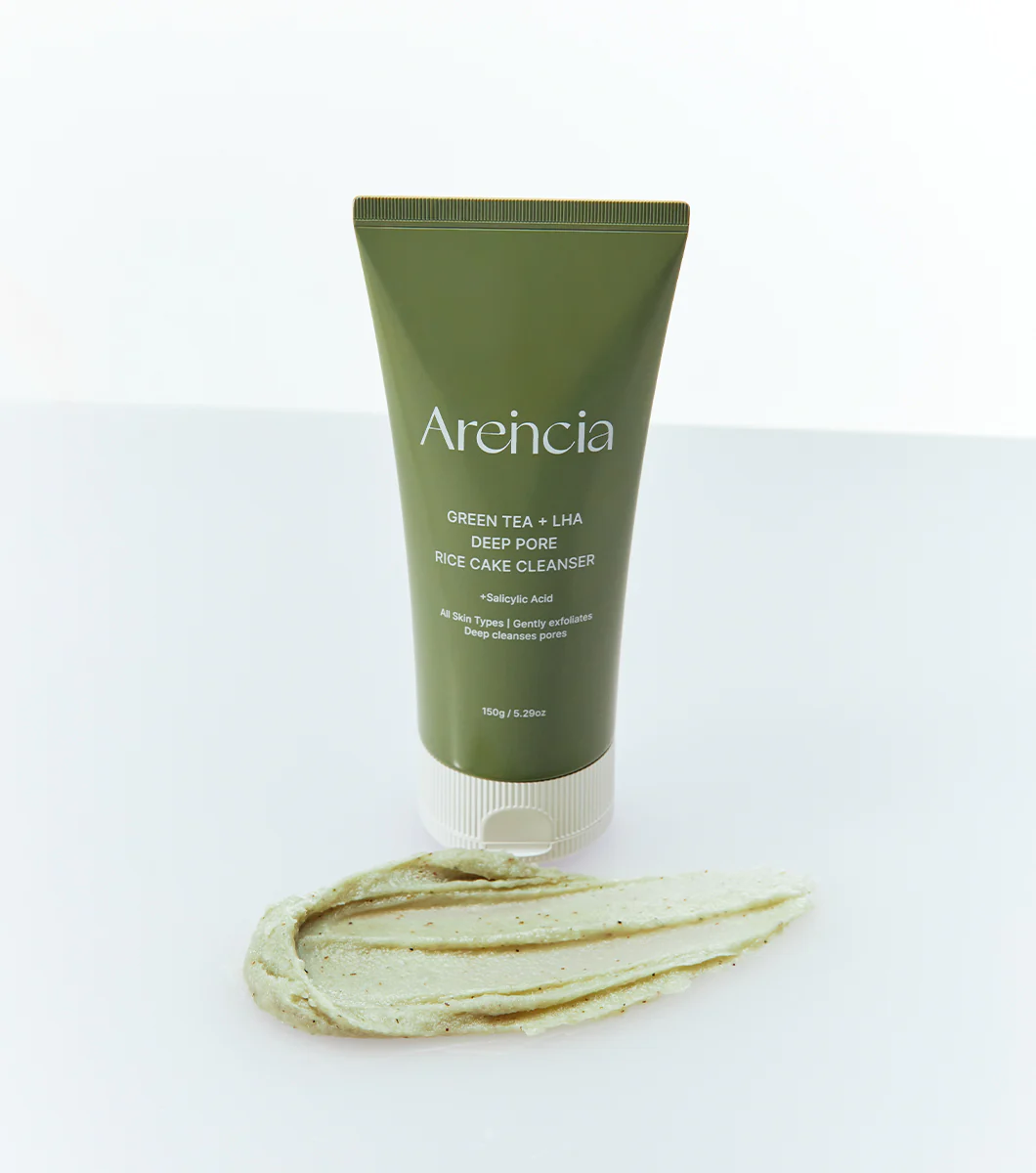 ARENCIA Green Tea + LHA Deep Pore Rice Cake Cleanser 150g – Limpiador de Poros Profundo con Té Verde, LHA y Polvo de Arroz - Image 4