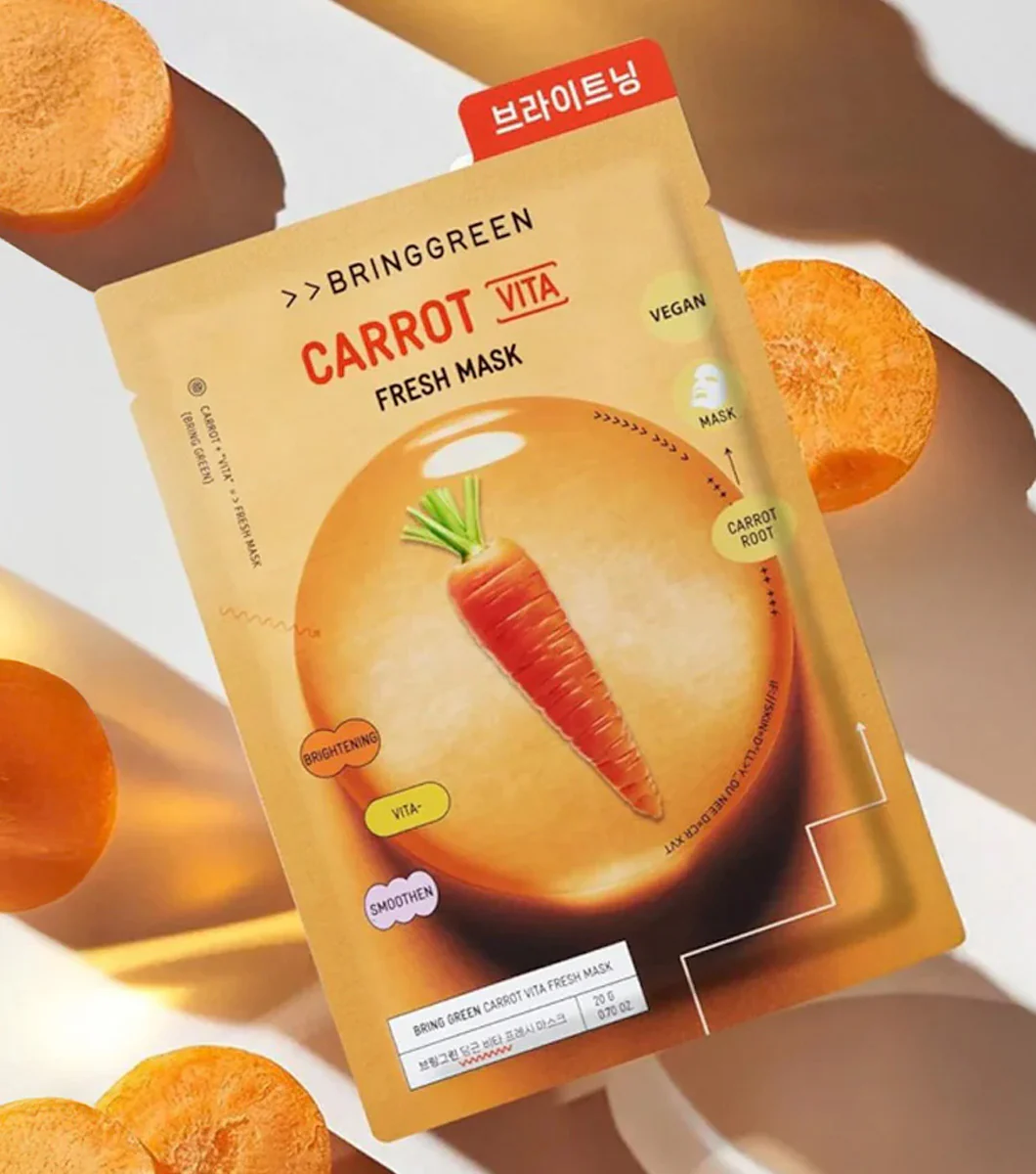 BRING GREEN | Carrot 90% Fresh Mask 1u – Mascarilla Revitalizante e Iluminadora con Agua de Zanahoria y Betacaroteno. - Image 2