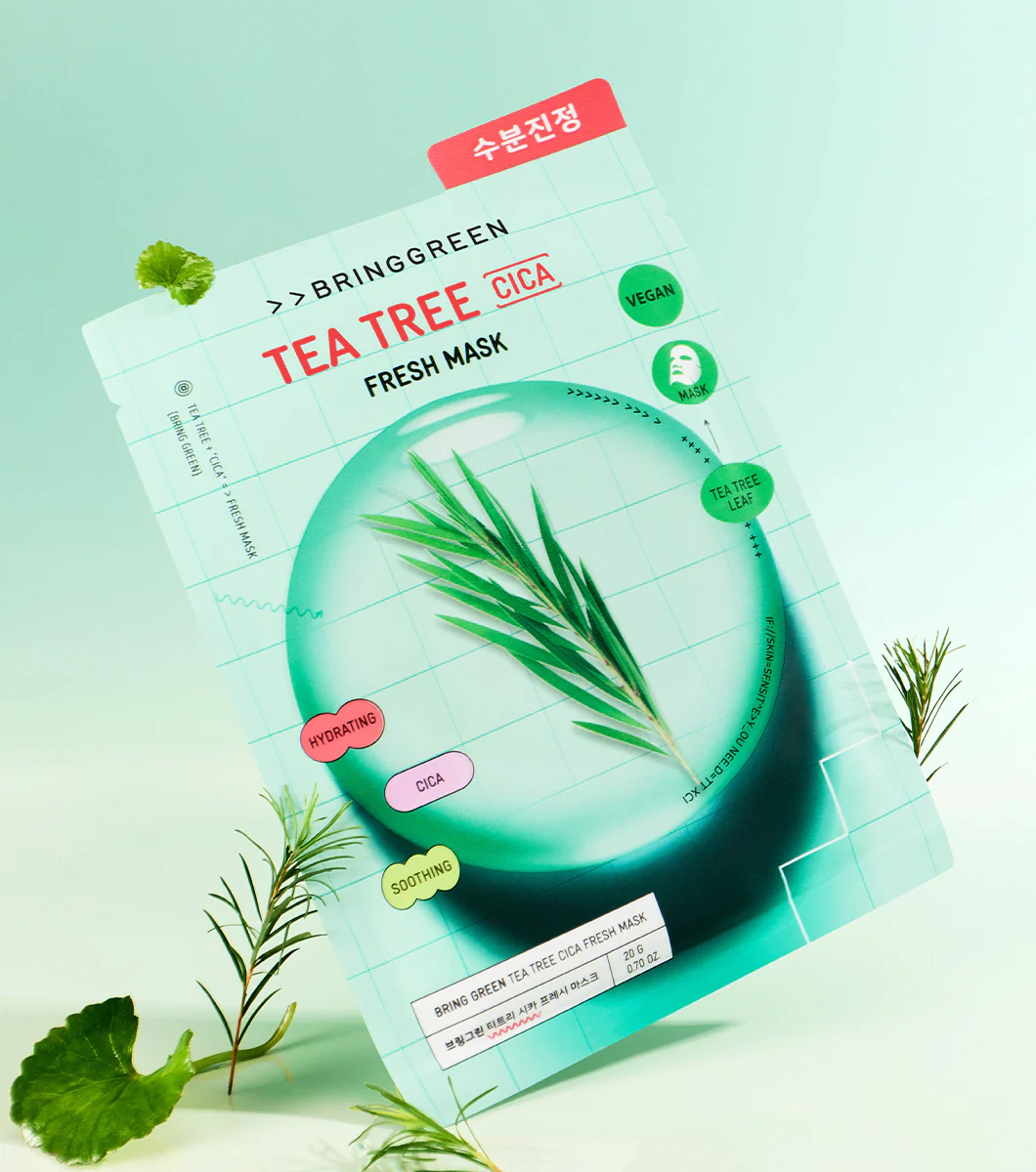 BRING GREEN | Tea Tree Cica Fresh Mask 1u – Mascarilla Facial Calmante con Árbol de Té de Jeju y Cica. - Image 2
