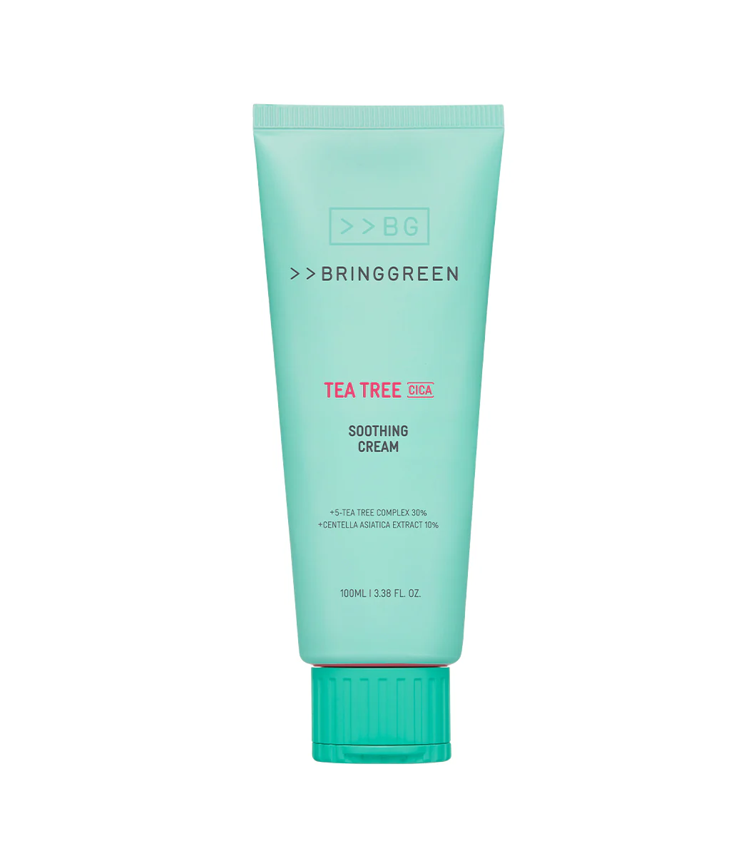 BRING GREEN | Tea Tree Cica Soothing Cream+ 100ml – Crema Calmante e Hidratante con Árbol de Té y Cica.