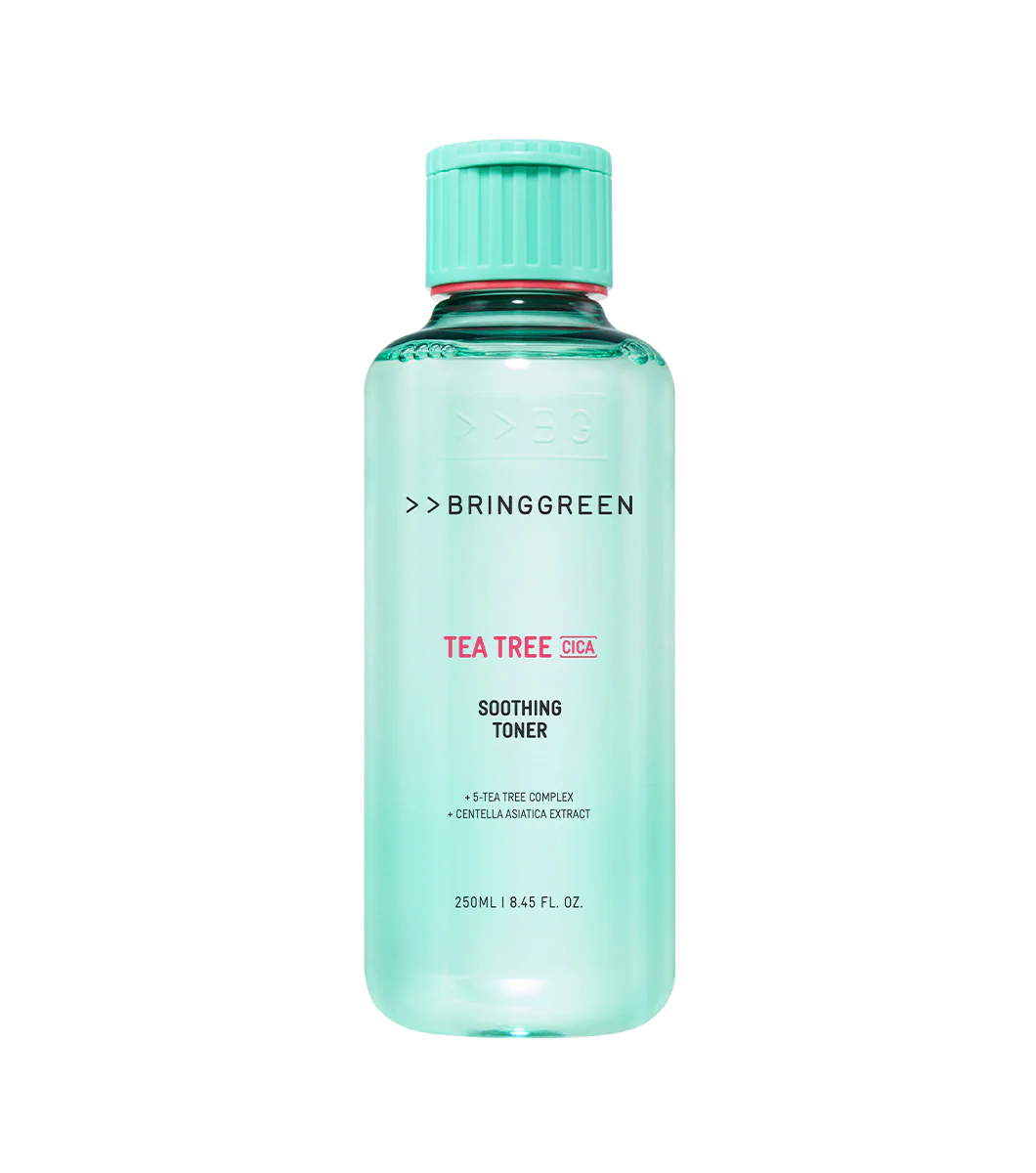 BRING GREEN | Tea Tree Cica Soothing Toner 250ml – Tónico Calmante y Exfoliante con Árbol de Té y Cica.