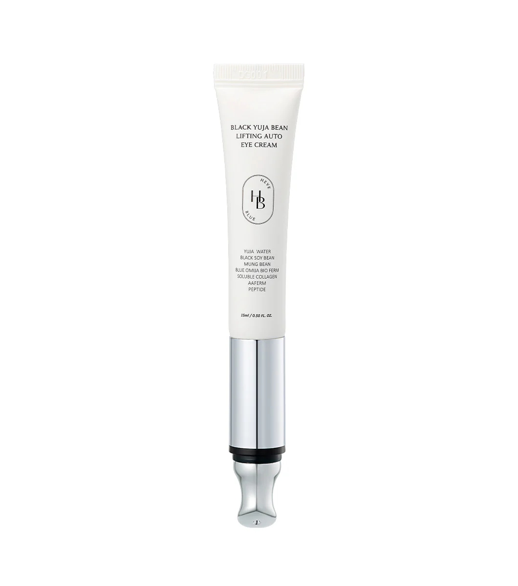 HEVEBLUE Black Yuja Bean Lifting Auto Eye Cream 15ml – Contorno de Ojos Lifting Iluminador con Colágeno y Péptidos