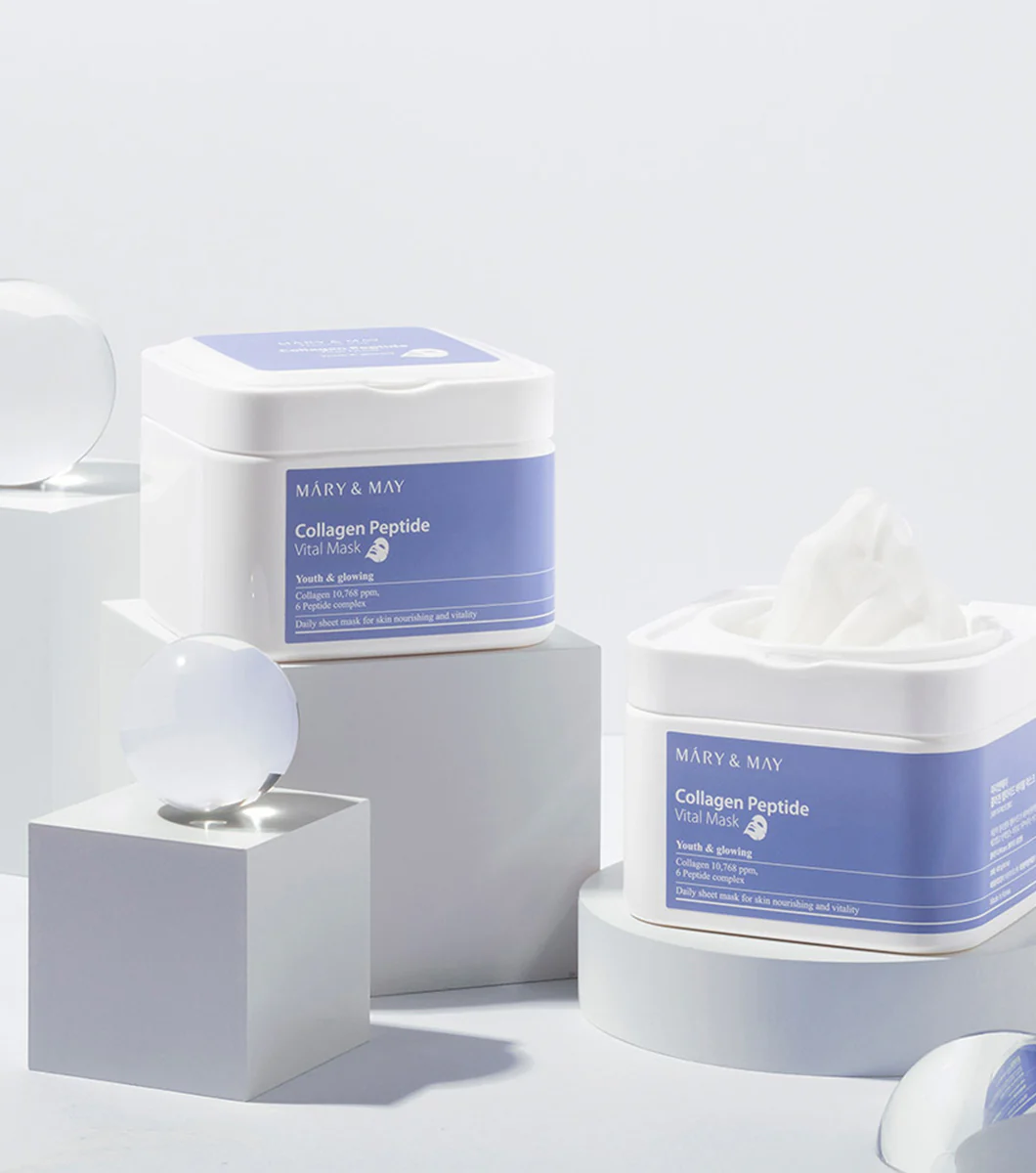 MARY&MAY Collagen Peptide Vital Mask 30u – Mascarilla Facial Reafirmante y Antiarrugas con Colágeno - Image 2