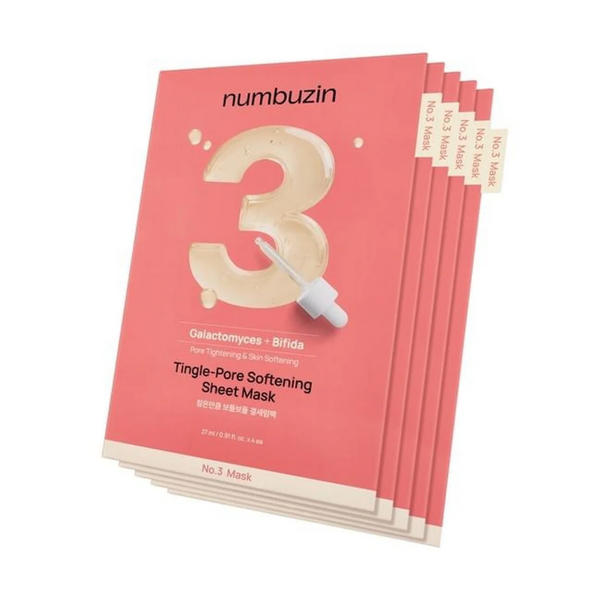 NUMBUZIN No.3 Tingle-Pore Softening Sheet Mask 1u – Mascarilla Suavizante de Poros con Bífida y Galactomyces