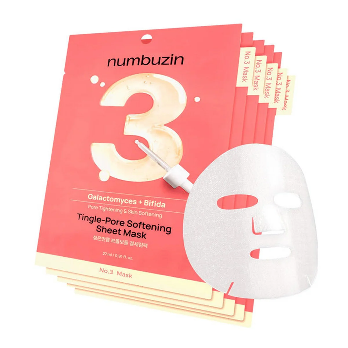NUMBUZIN No.3 Tingle-Pore Softening Sheet Mask 1u – Mascarilla Suavizante de Poros con Bífida y Galactomyces - Image 3