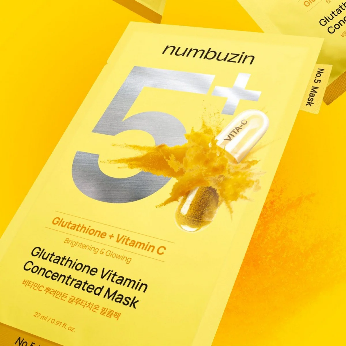 NUMBUZIN No.5+ Glutathione Vitamin Concentrated Mask 1u – Mascarilla Iluminadora y Antimanchas con Glutatión y Vitamina C - Image 4
