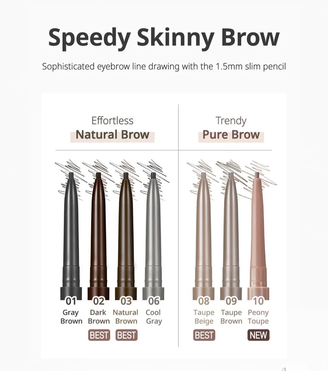 PERIPERA Speedy Skinny Brow – Lápiz de Cejas Ultrafino de Alta Precisión y Larga Duración - Image 3