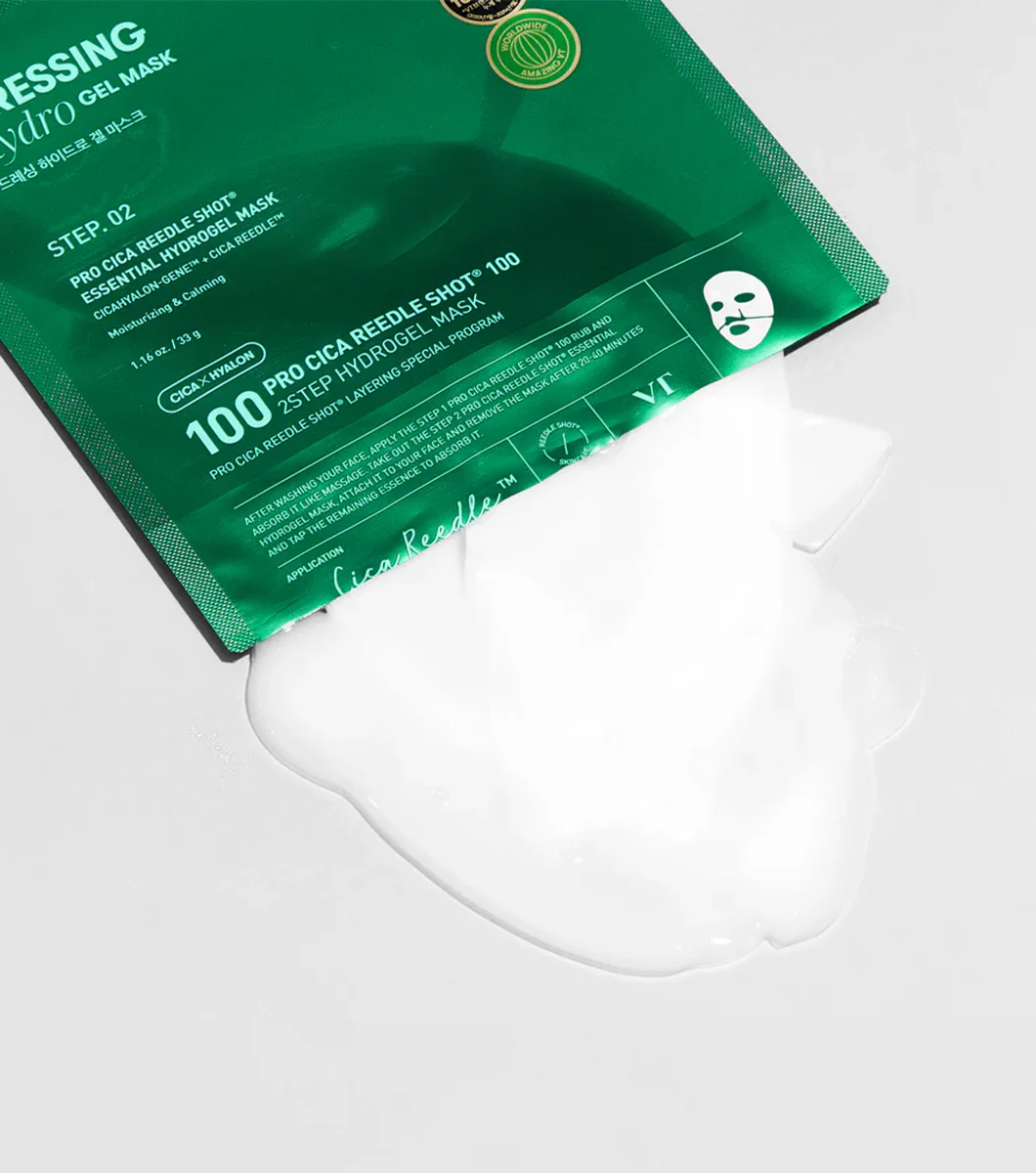 VT COSMETICS | Pro Cica Reedle Shot 100 2-Step Hydrogel Mask | 2 pz | Mascarilla de Hidrogel Calmante de 2 Pasos con Pro Cica Reedle Shot - Image 2